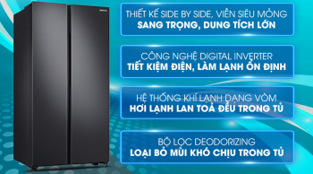 Tủ lạnh Samsung Inverter 647 lít RS62R5001B4/SV tại hà nội